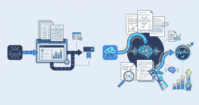 Stylized illustration for blog: AI Grading Platform vs Traditional LMS Marking: A Side-by-Side
